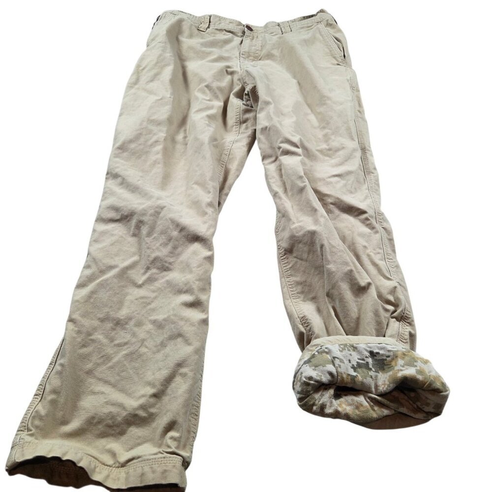 Redhead Pants Mens 38x33 Tag 38x34 Beige Straight Camo Flannel Lined